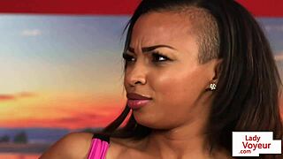 stunning ebony big tits tease and tug guy hard