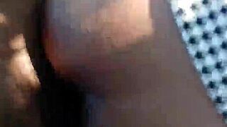 ebony babe cums hairy in outdoor garage bushes destroyed