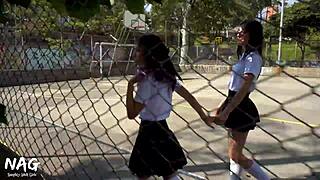 Hot College Lesbians Skip Class For Strapon Scissoring