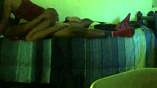 Ebony beauty rides massive black cock in dorm for huge cumshot