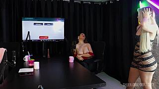 Charllottye Bruna Carlos Sheer Red Lingerie BDSM Casting Compilation