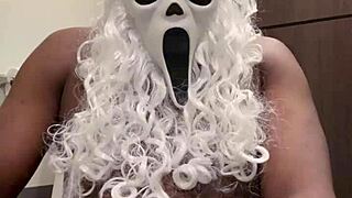 santa grabs my hand for close-up nut busting help