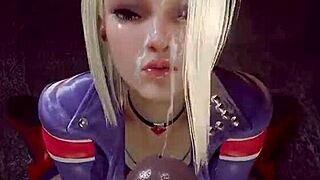 athletic babe jerks fitness cock to facial cumshot