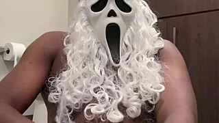 santa grabs my hand for close-up nut busting help