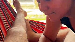 Colombiana pulls out boyfriend's cock on street, sucks it deep in public jeans blowjob