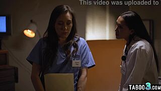 Doctor Vicki Chase tempts nurse Sinn Sage into steamy pussy licking