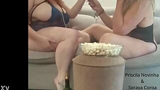 Mom and daughter in lingerie rub pussies together seductively?