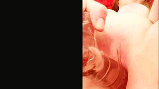 Curvy Milf Sloppily Fucks Wet Dildo on Phone Close-Up