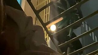 wife fucked hard on hotel balcony cums in mouth