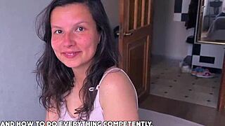 stepson bends busty stepmom over bed pounding her hairy wet cunt doggystyle