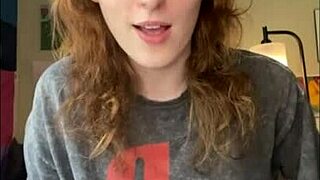 Redhead Crossdresser POUNDS DILDO for Study Motivation
