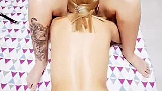 Two latina milfs team up for steamy threesome action