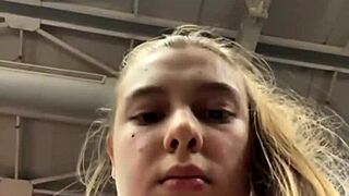 Chubby Teen Outdoor Workout Masturbation Cum Closeup