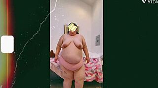 Mature Cougar's Saggy Tits Bounce in Horny Topless Webcam Dance