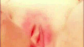 Curvy Milf Sloppily Fucks Wet Dildo on Phone Close-Up