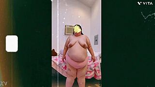 Mature Cougar's Saggy Tits Bounce in Horny Topless Webcam Dance