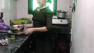 Desi Wife Bent Over Kitchen Counter for Rough Creampie Fuck