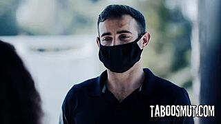 Cheating ebony milf rides delivery guy's cock cowgirl doggystyle