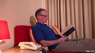 Adorable blonde teen fucks 74 year old man hard in hotel for orgasm