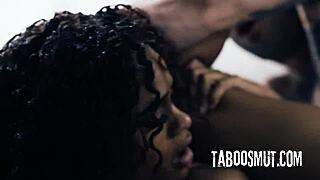 Cheating ebony milf rides delivery guy's cock cowgirl doggystyle