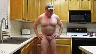 NAKED KITCHEN SLUT BENDS OVER READY TO FUCK