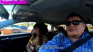 Diabla bends over and rides cock in double lingerie casting