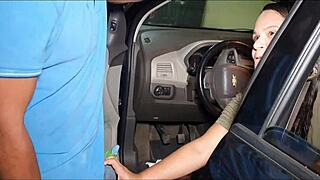 Peruvian Latina's Big Cock Anal Fisting in Car Gearshift Fetish