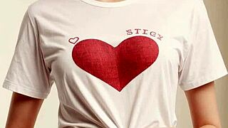 valentine's shirt clings to her sexy lingerie panties barefoot tease