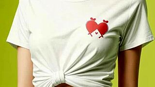 valentine's shirt clings to her sexy lingerie panties barefoot tease