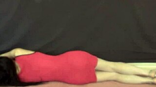 slipped off my pink zipper minidress, heels high with face mask tease