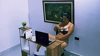 Colombian BBW Roommate Sucks Big Cock Like Crazy!