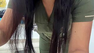 will hot latina nurse deepthroat your cock then ride wild cowgirl