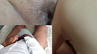 small foreskin cock cums hard on girlfriend's wet tits!