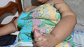 futanari stepmom sneaks big cock at night shows stepson and cums multiple times.