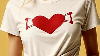 valentine's shirt clings to her sexy lingerie panties barefoot tease