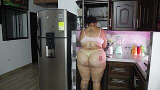 Stepbro spies on latina milf stepmom and gets caught rough