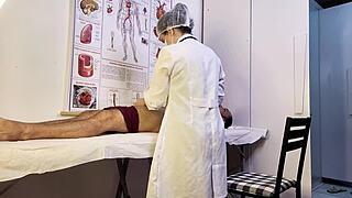 Nurse's touch makes patient throb hard during intimate exam