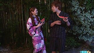 Two Asian teens suck old guy's cock deep nipples puffy