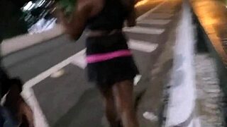 Transei Fucks Hot Bruna Black Ass Outdoor Public Interracial Danger