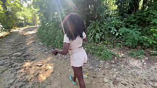 damn, ebony goddess spreads her pussy public waterfall fuck