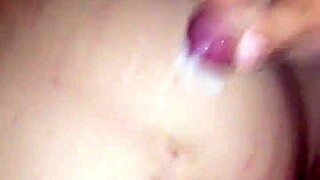 Watch my fingers tease this big pregnant belly before massive cumshot jizz loads explode on her tits and pussy