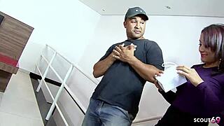 brazilian milf's saggy boobs bounce in first anal pickup