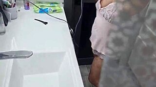 stepmom walks in on my naked jerk off and grabs my fat cock for handjob