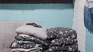 your cute petite asian roommate's panties slip off in dorm... peek now?