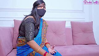 fan fucks me hard cowgirl in saree on bed super strong