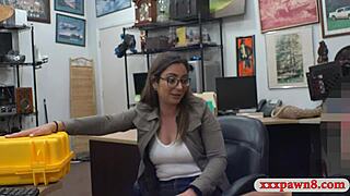 glasses brunette spied banging monster cock hidden cam group