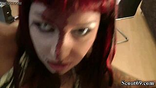 extrem sexy german halloween teen cosplay seduces big cock facial after party