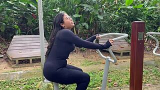 I Fuck Stranger's Huge Cock in Public Park Outdoor Almost Caught Screaming