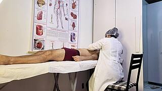 Nurse's touch makes patient throb hard during intimate exam