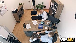 Hot young mina k tattoos seduces loan manager office pussy fuck wins big